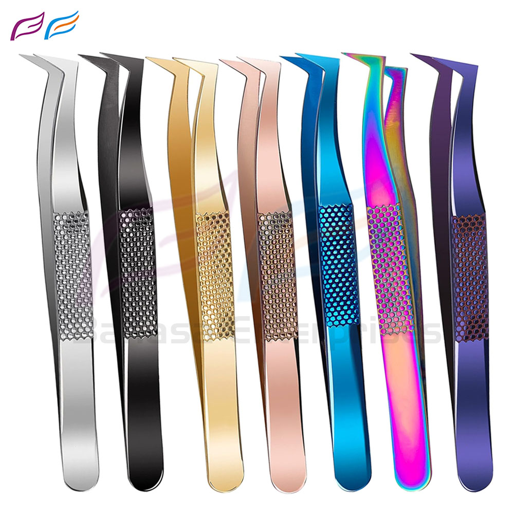 Circular print L-Type Lash Tweezers